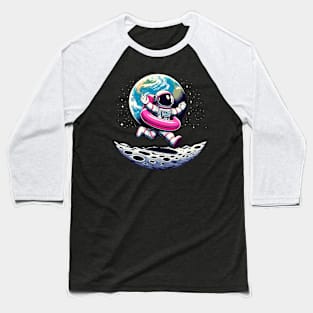 Pool Party Astronaut Pink Float Funny Space Baseball T-Shirt